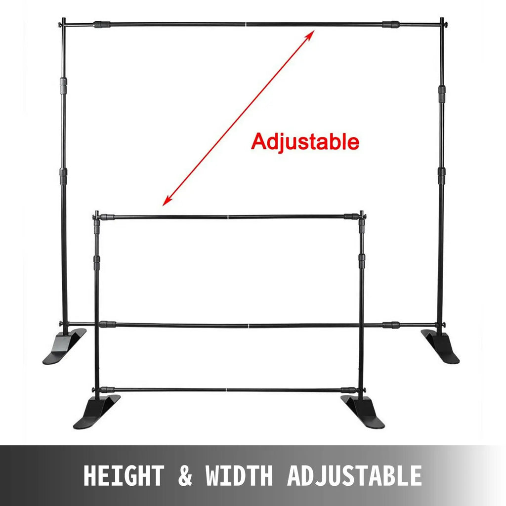 3x2.4M Backdrop Background Stand Adjustable Telescopic Backdrop Banner Stand for Photocall Video Wedding Event Party