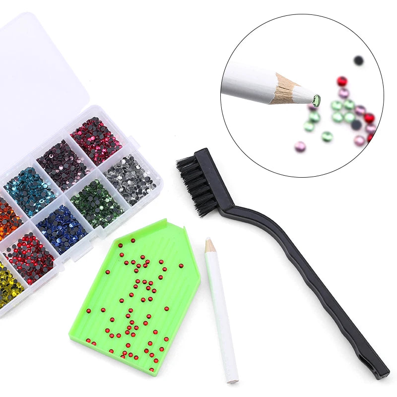 QIAO Hot Fix Rhinestones Set EU/US PLUG Hotfix Applicator 7 Tips Iron-on Crystal Glass Rhinestone Strass For Garment Decorations