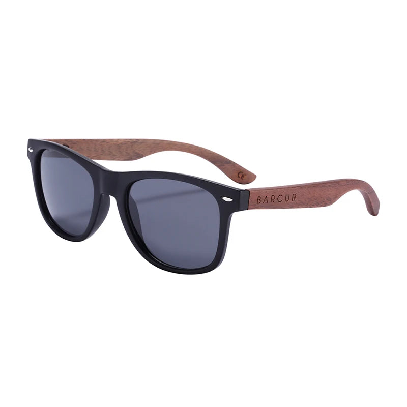 BARCUR Black Walnut Wood Sunglasses, Polarized UV400 Mirror Lenses for Men and Women