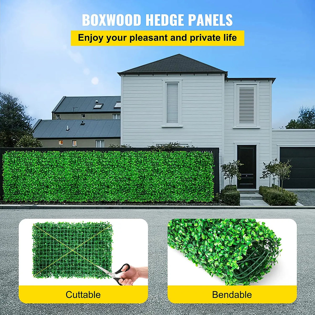 SucceBuy Artificial Plant Wall Decoration Boxwood Hedge Wall Panel Home Decor Fake Grass Backdrop Wall Privacy Hedge Screen