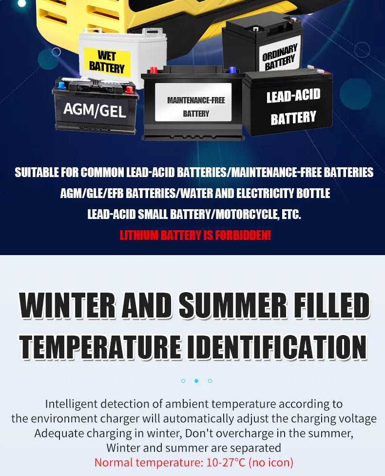 12V-24V 7-stage smart Car Battery-Charger Full Automatic 10A Digital Car Battery Charger  Pulse Repair for AGM GEL WET Lead Acid