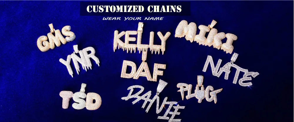 Bubble Letter Miami Cuban Link Chain Man Necklace Hip Hop Jewelry Iced Out Christmas Gifts 2021 Trend
