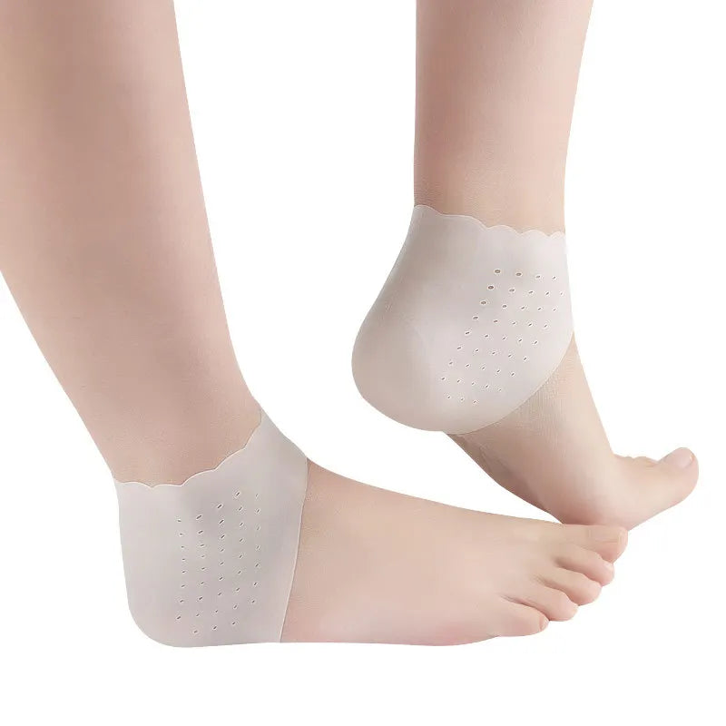 2-Pair Silicone Moisturizing Heel Socks, Gel Heel Protectors for Dry Cracked Feet