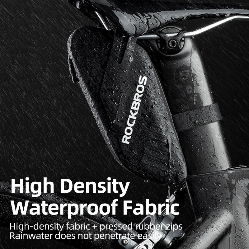 ROCKBROS Waterproof Bike Saddle Bag, Reflective Seatpost Storage Bag for Road and MTB