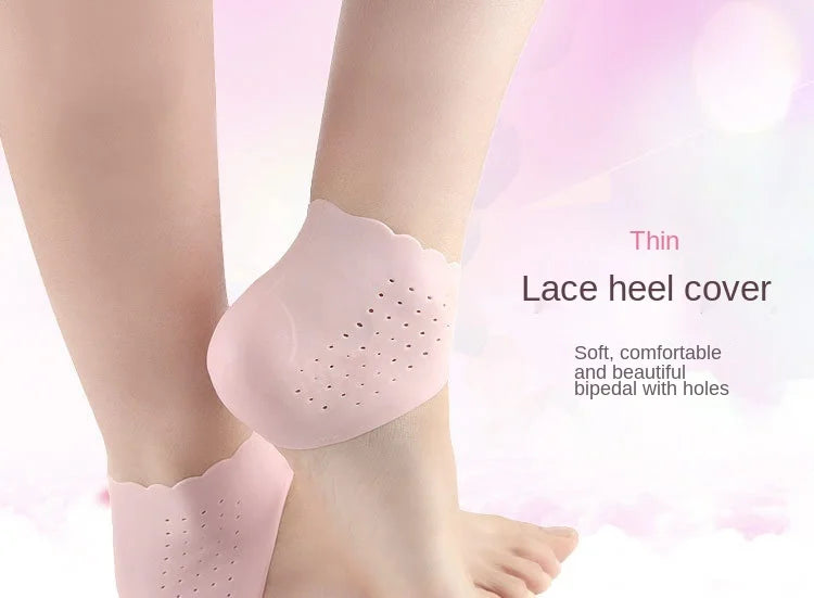 2-Pair Silicone Moisturizing Heel Socks, Gel Heel Protectors for Dry Cracked Feet