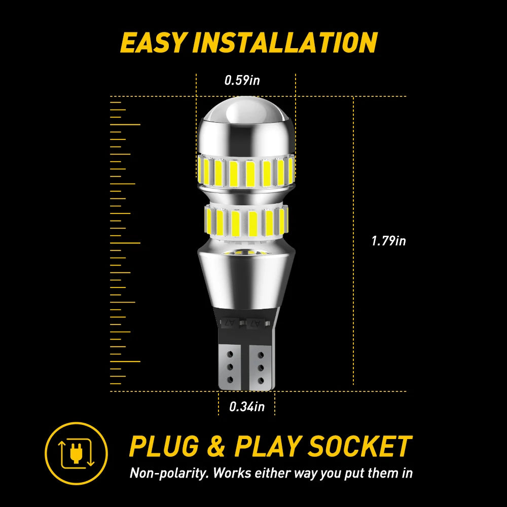 2-Pack 921 912 T15 LED Reverse Light Bulbs 6000K White, Bright Car Backup Lights