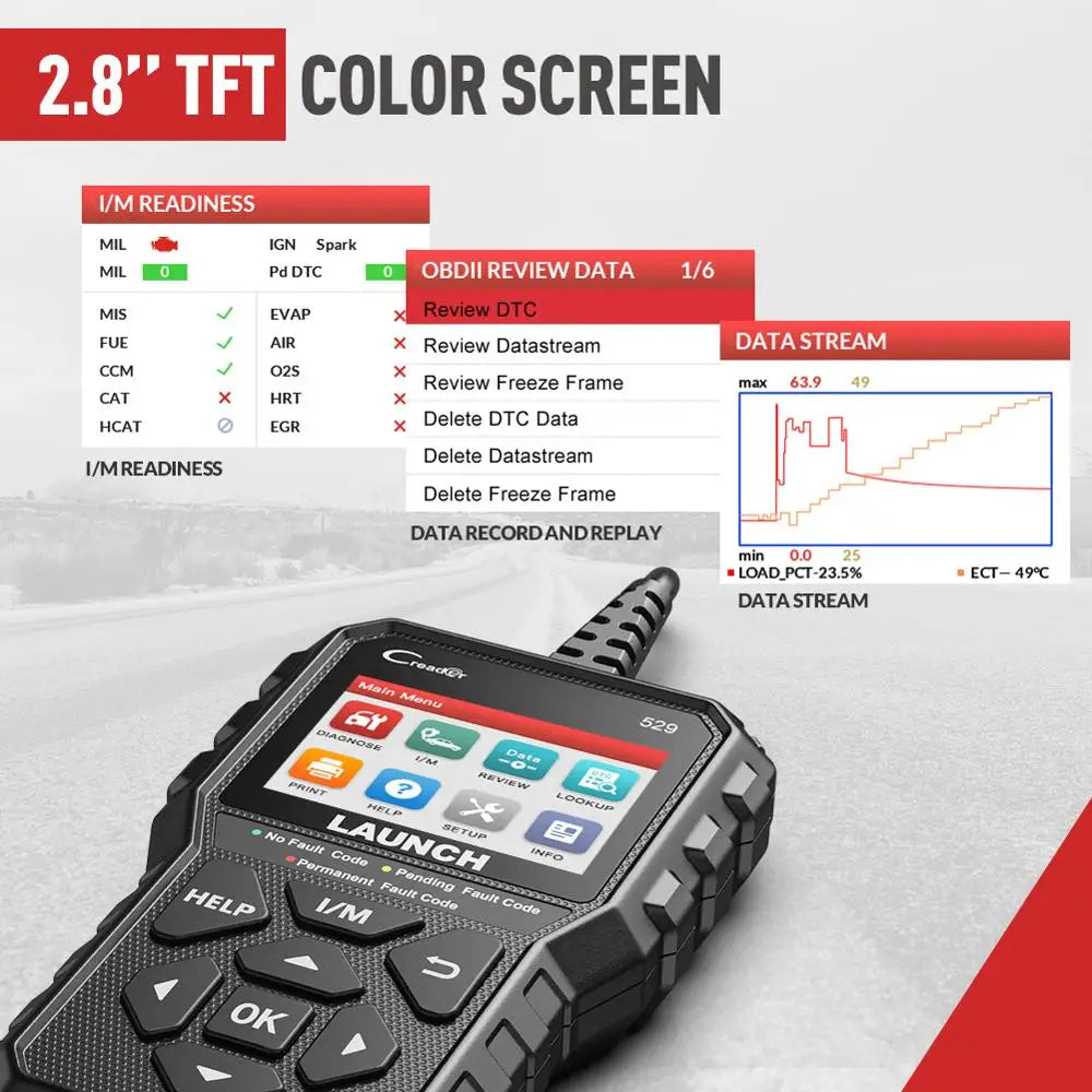 LAUNCH CReader529 CR529 OBD2 Scanner Automotive Diagnostic Tool Car OBDII Code Reader Fault Code Read Scan DIY Code Reader Creader 529