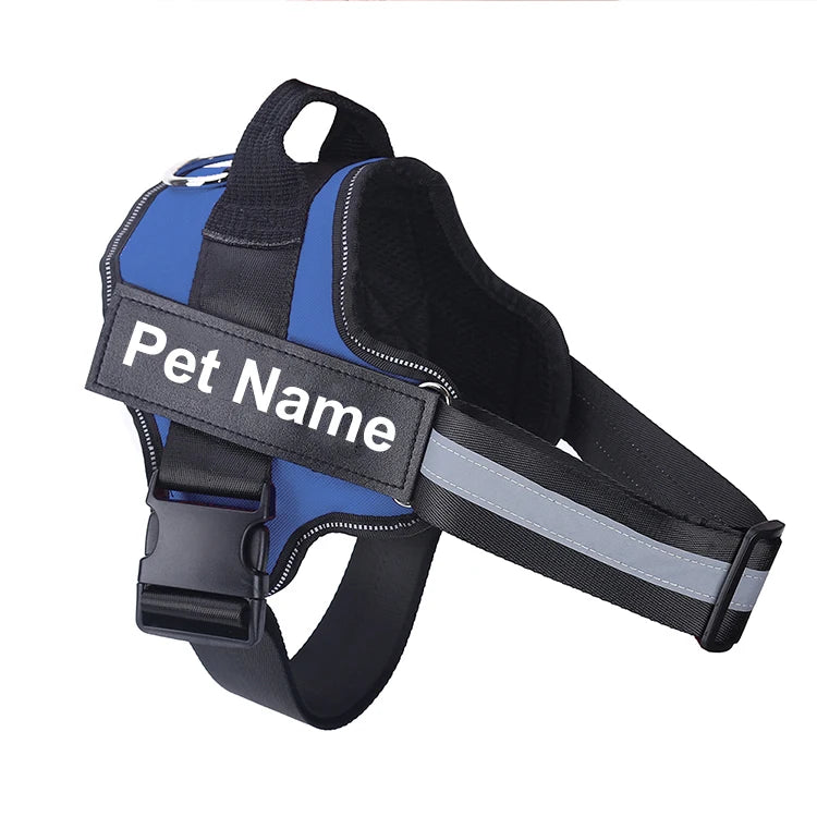 No-Pull Dog Harness, Reflective Breathable Adjustable Vest with Custom ID Patch for Outdoor Walking