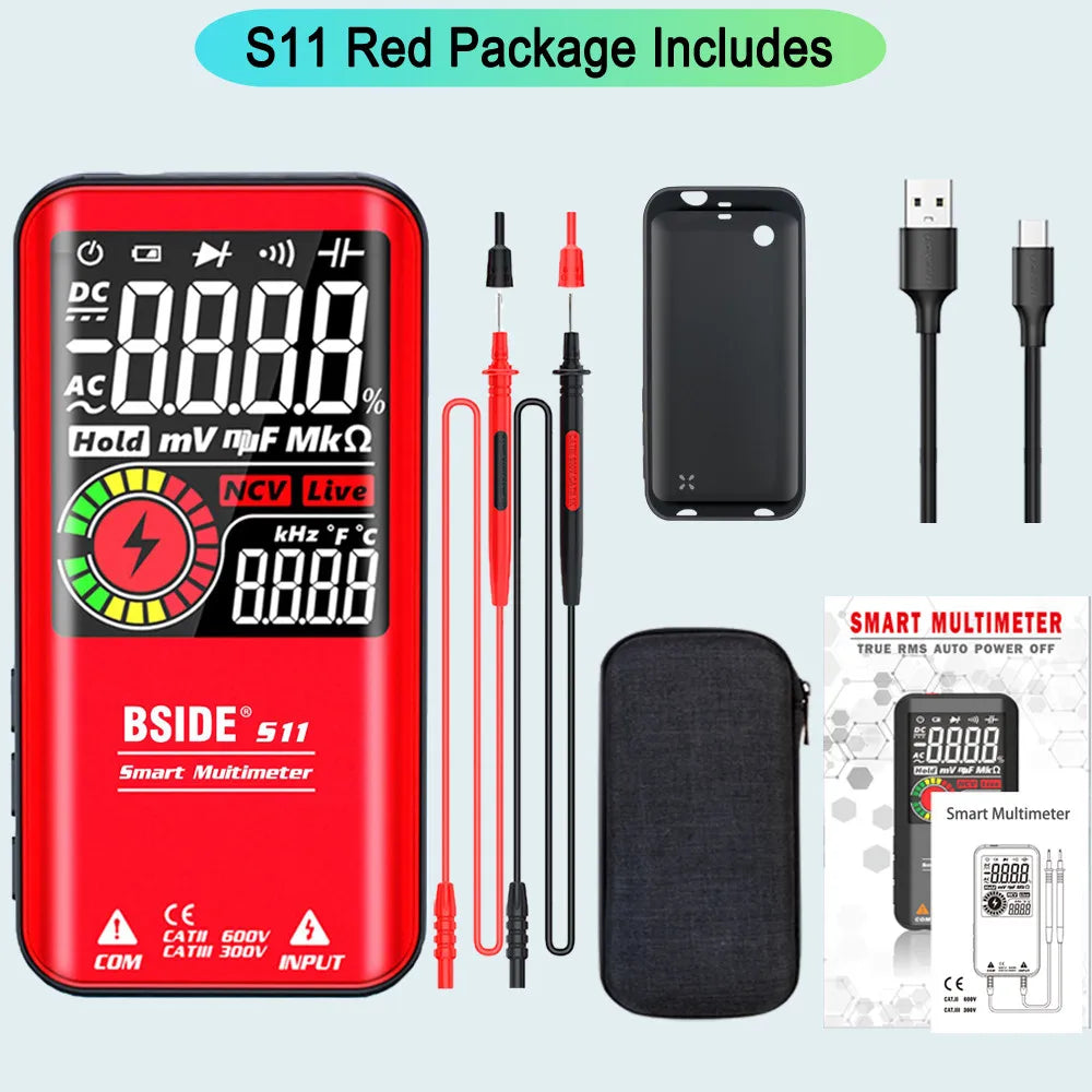 S10 / S11 Digital Smart Multimeter Color LCD Display 9999 Digital DC AC Voltage Capacitor Ohm Diode NCV Hz Tester DMM