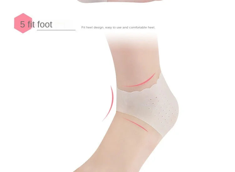 2-Pair Silicone Moisturizing Heel Socks, Gel Heel Protectors for Dry Cracked Feet