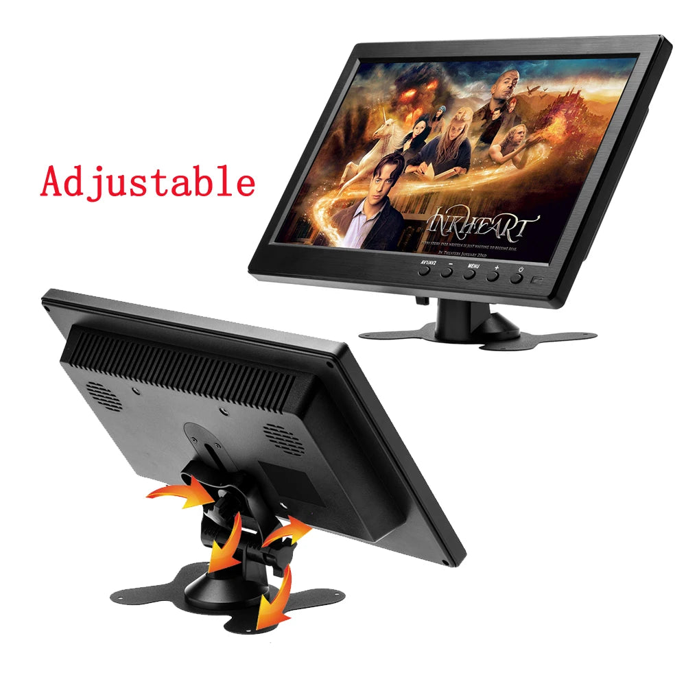 Podofo 10.1" Inch Car Monitor With HDMI VGA for TV & Computer Display LCD Color Screen Car Backup Camera & Home Security System