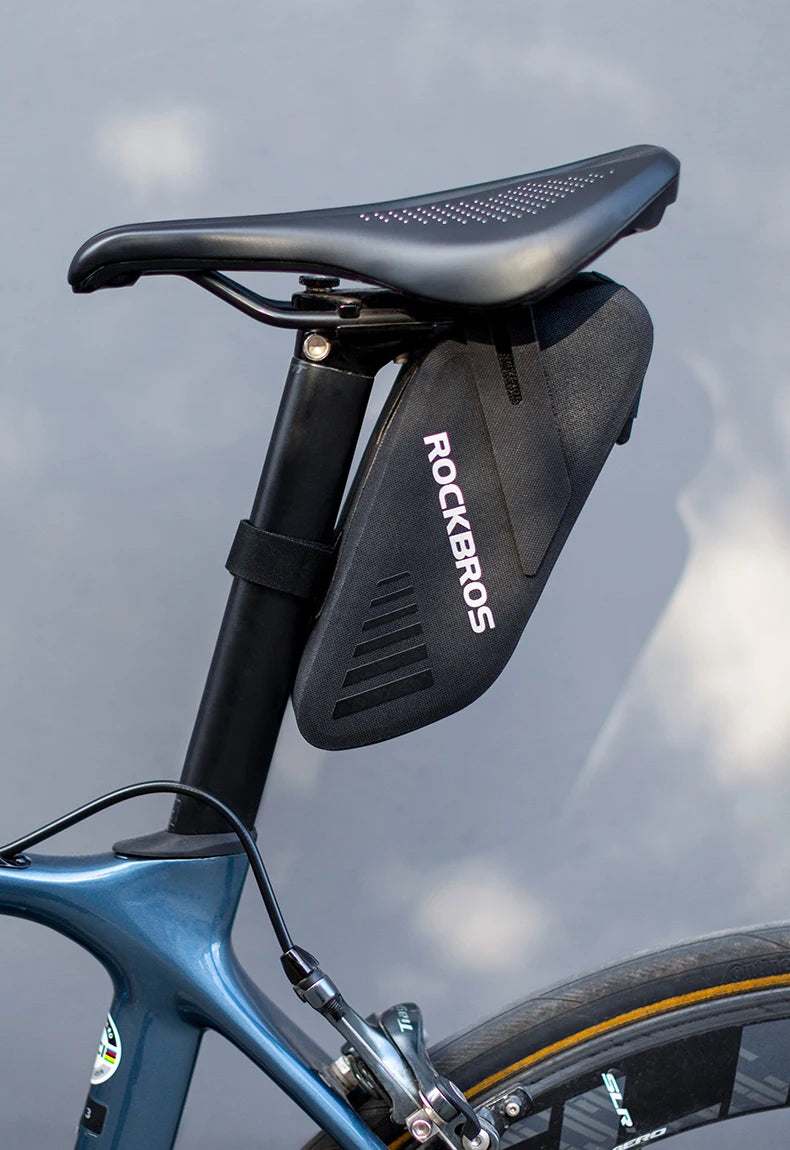 ROCKBROS Waterproof Bike Saddle Bag, Reflective Seatpost Storage Bag for Road and MTB