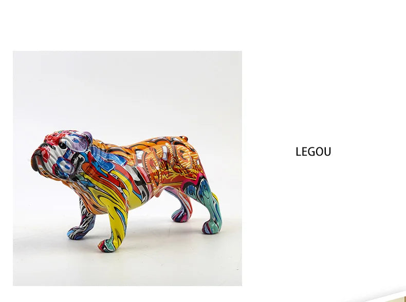 Creativity Bulldog Wholesale Graffiti Water Transfer Office  Ornaments Printing Resin Bulldog Home Decor Modern Crafts