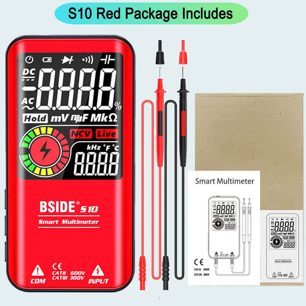 S10 / S11 Digital Smart Multimeter Color LCD Display 9999 Digital DC AC Voltage Capacitor Ohm Diode NCV Hz Tester DMM