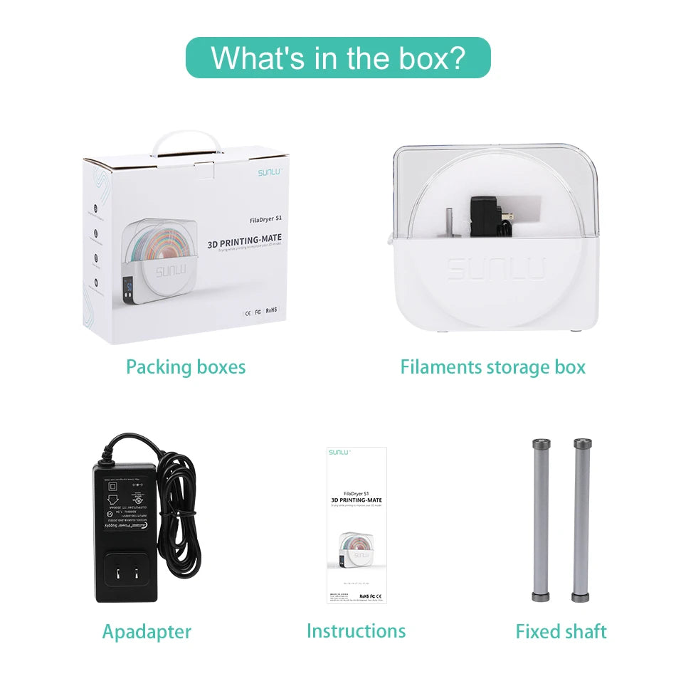 Filament Dryer S1 Plus Built-in Circulation Fan Filament Dryer Box Storage Box for 3D Printer Filament 1.75/2.85/3.00mm