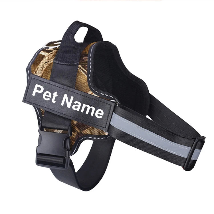 No-Pull Dog Harness, Reflective Breathable Adjustable Vest with Custom ID Patch for Outdoor Walking