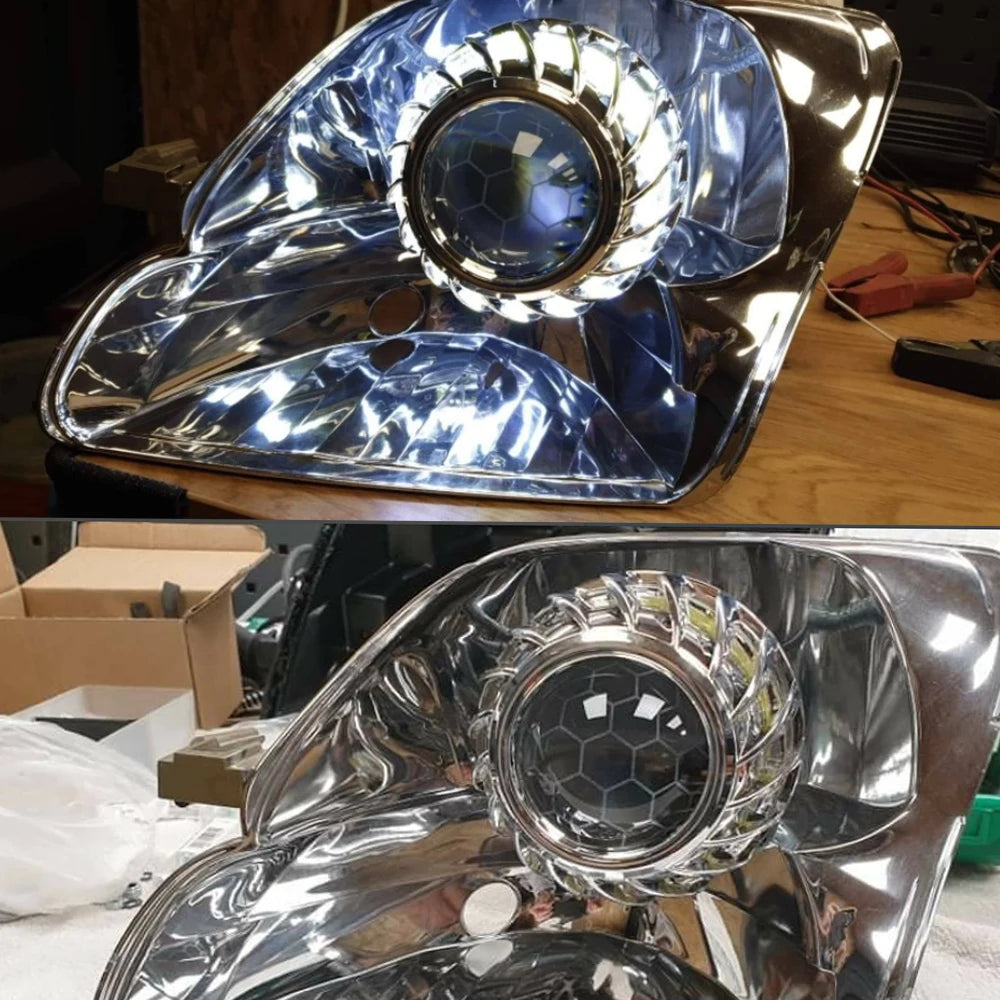 2 Pcs LED Angel Eyes Turbine Halo Rings Shrouds Mask For 2.5 inch Bi-xenon HID Projector Lenses Headlight H4 H7 Tuning