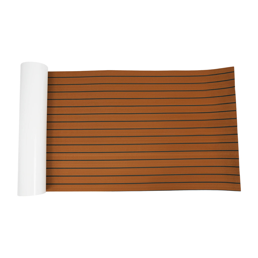 Self-Adhesive EVA Foam Floor Mat 90x240cm Faux Teak Waterproof Boat Decking RV Floor Pad 6mm Thick for Marine Caravan Home Gym
