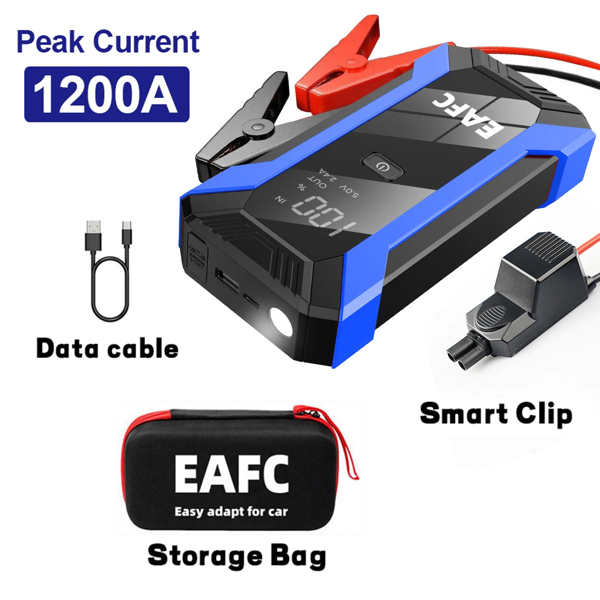 2026 Car Jump Starter 2000A/1200A Car Battery Charger Emergency Power Bank Booster for 12V Petrol Diesel Vehicles Starting