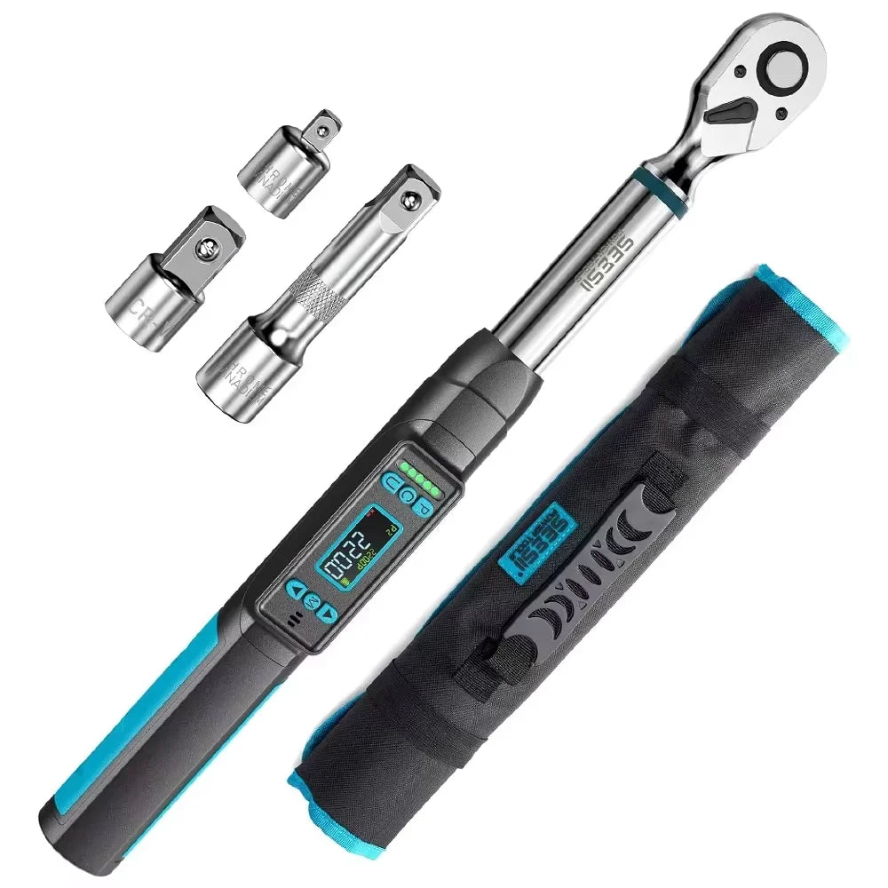 SEESII Digital Torque Wrench Kit D2 Lite Pro-3/8" 220N.m Blue & DH340-1/2" 340N.m Red ±2% High Precision Professional Bicycle Automotive Tool with LED Alarm for Precision Measureme