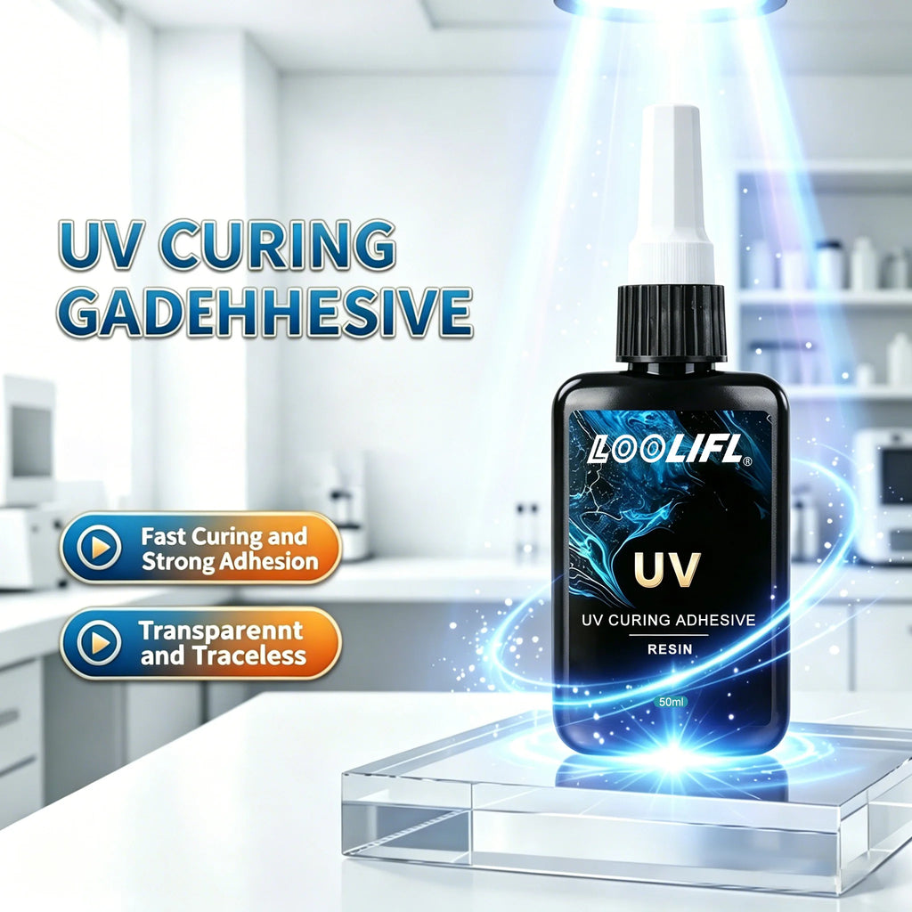 LOOLIFL50ml UV Curing Glue Transparent Resin Strong Adhesive Fast Cure Traceless Glue For Glass Metal Plastic Jewelry DIY Crafts