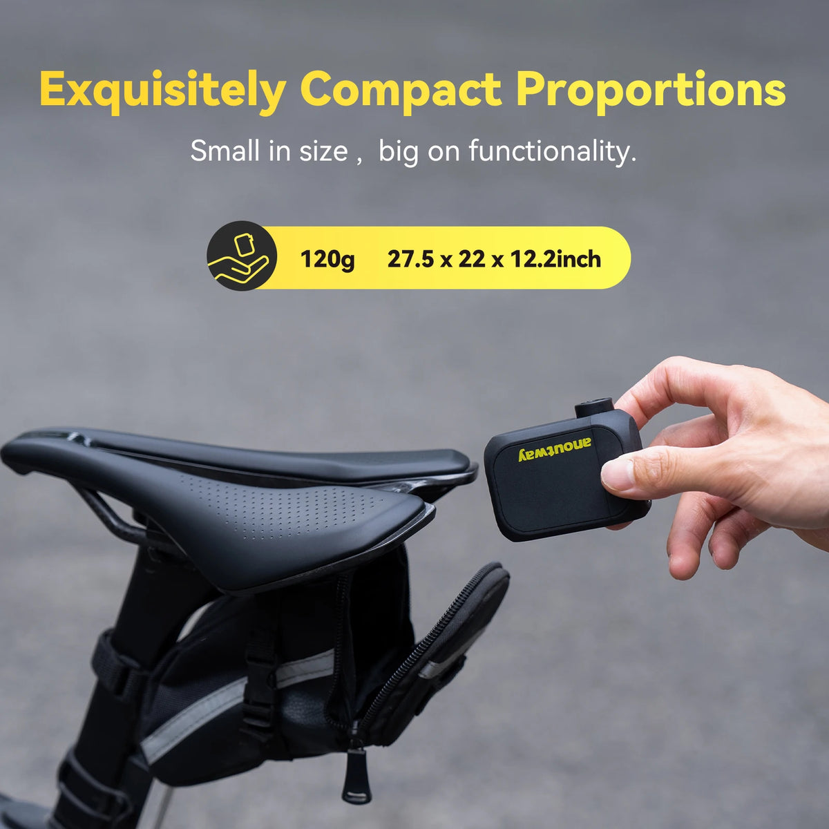 anoutway AT1 Electric Mini Pump for Bike Cordless Tier Inflator 120 PSI Max  450mAh 7.4V Battery 25Mins Fast Charging