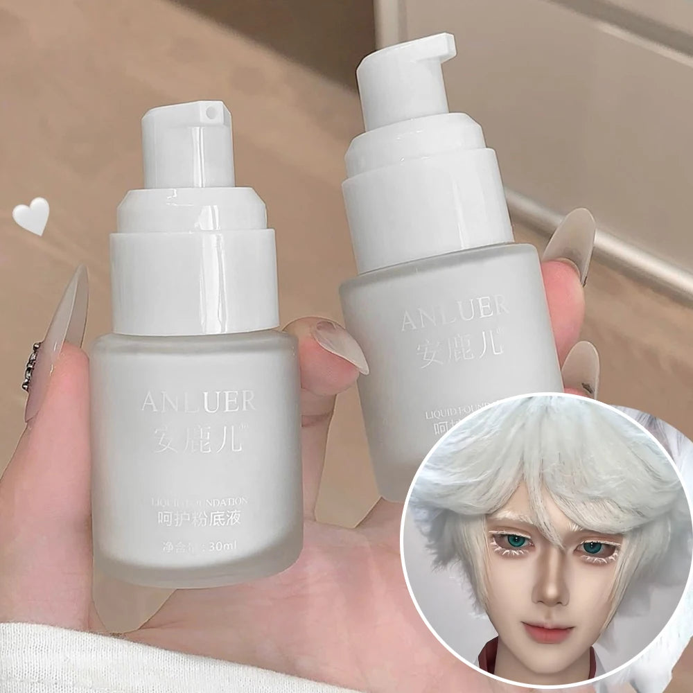 White Liquid Foundation Blending Pure Silky Creamy Matte Long-Wearing Transfer-Resistant for Stage Cosplay Halloween Makeup 30ml