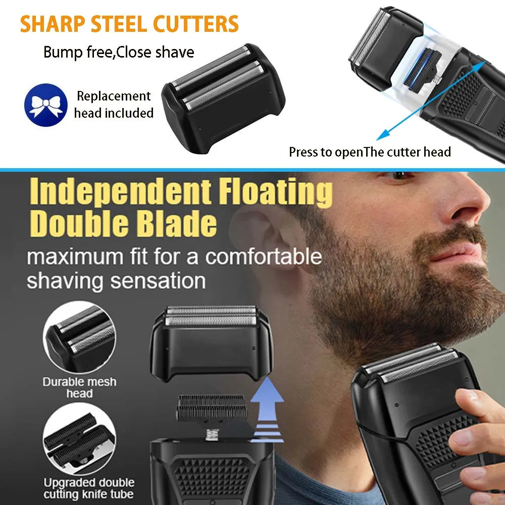 Professional Hair Clipper Set for Men, Cordless Haircut Kit with LED Display, 3-in-1/2-in-1/1pc Rechargeable Hair Clipper & T-Blade Trimmer & Electric Shaver, Barber Zero-Gapped Detailer, DIY Grooming Tools with Scissors, Com