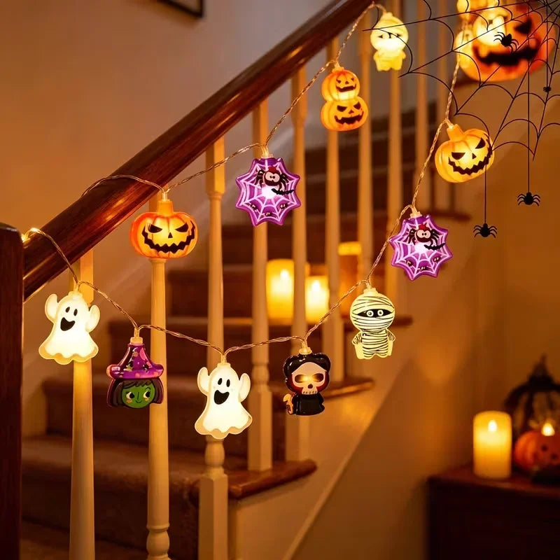 Halloween LED String Lights, Ghost, Pumpkin and Skeleton Fairy Lights for Holiday Decor