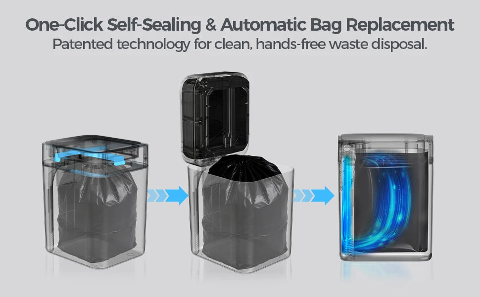 20L/30L Automatic Self Changing Trash Can Self Sealing Self Bagging Motion Sensor Touchless Smart Garbage Can with Lid for Kitchen Bathroom Bedroom