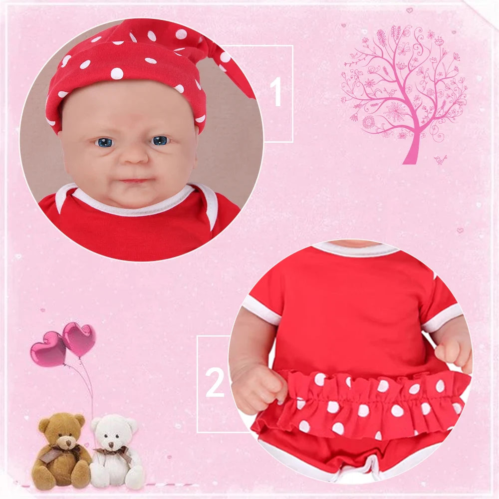 14-inch Full Body Silicone Reborn Baby Doll, Soft Lifelike Newborn Girl Doll