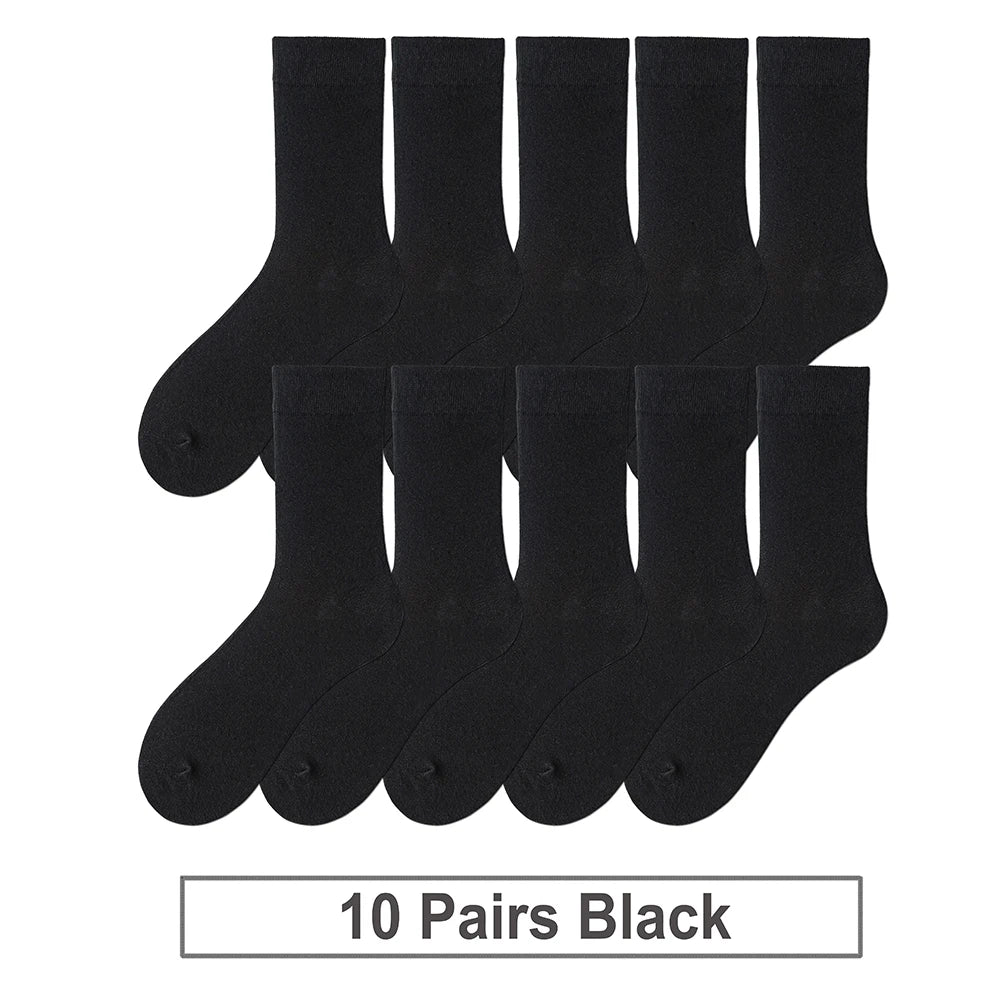 10-Pack Men's Cotton Dress Socks, Soft Breathable Business Crew Socks, US Size 6-10