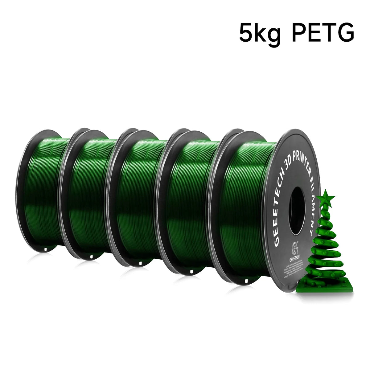 Geeetech PETG 3D Printer Filament 1.75mm 5kg, Durable Multi-Color Pack for FDM Printers