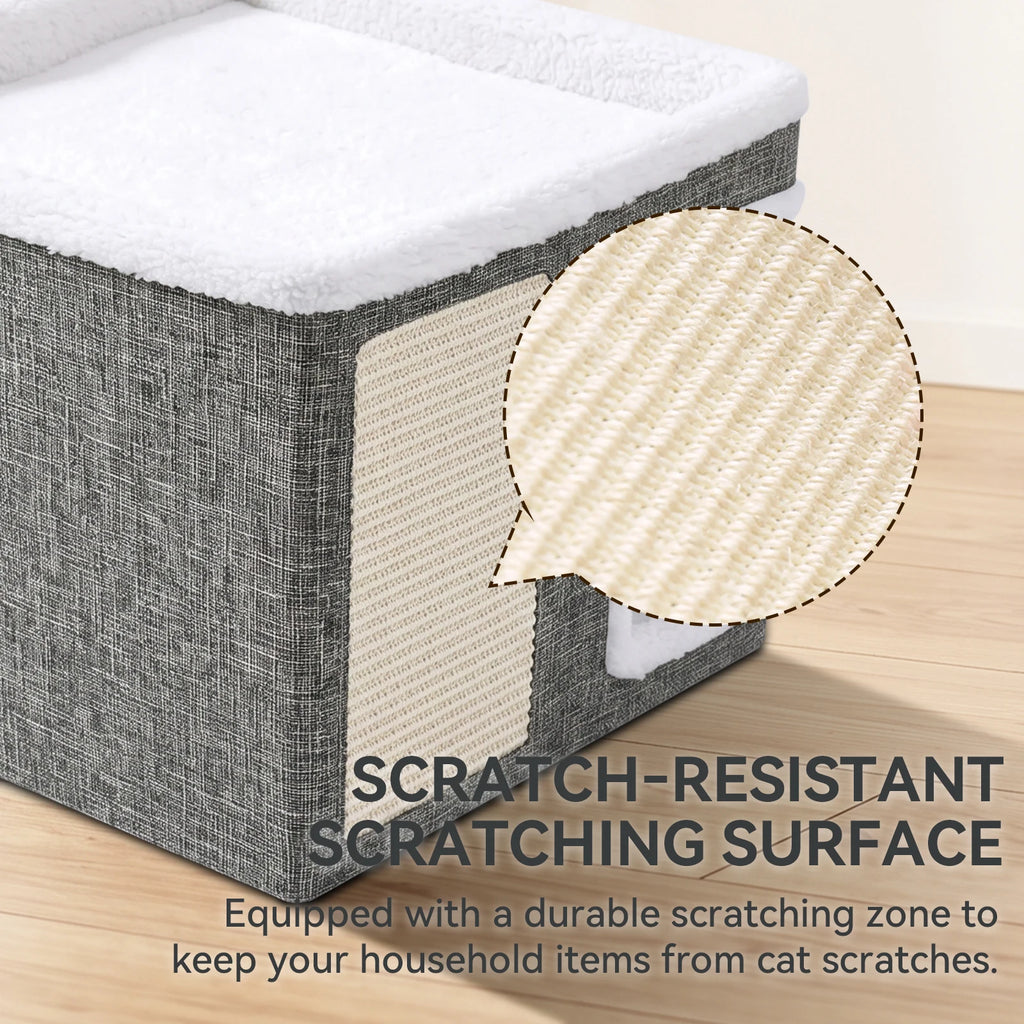 Multi-Layer Cat Bed With Double-Layer Bed, Toy Tunnel And Foldable Cat Scratching Post - Comfortable Indoor Cat Cube Bed, Equipped With Plush Hanging Balls, A Pet Christmas Gift, A Must-Have For Home.
