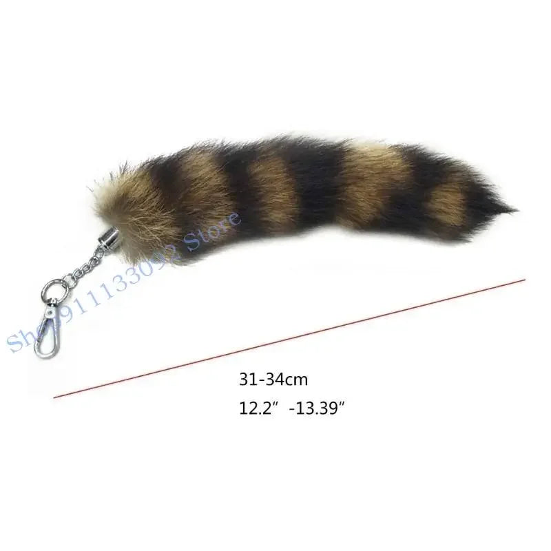 Fluffy Faux Fur Tail Keychain, 25cm Bag Charm for Backpacks and Keys