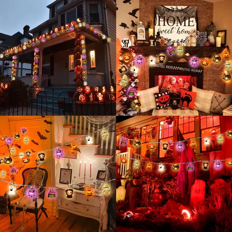 Halloween LED String Lights, Ghost, Pumpkin and Skeleton Fairy Lights for Holiday Decor