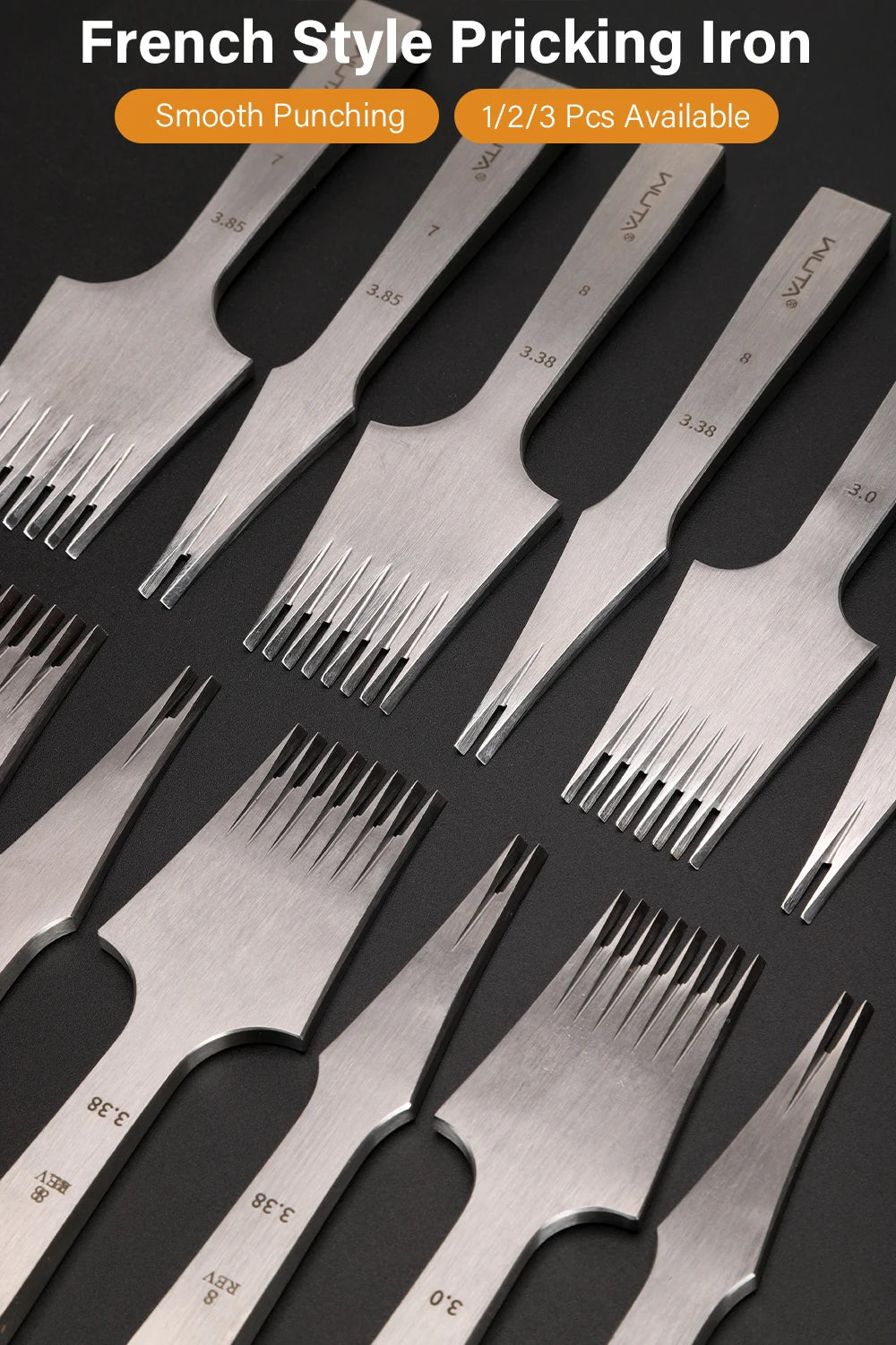 WUTA 1pc High Quality Sharp Leather Chisel French Style Pricking Iron Die-steel Leather Punching Tool Polish-2.7/3.0/3.38/3.85mm