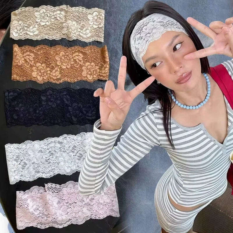 Wide Lace Elastic Headband