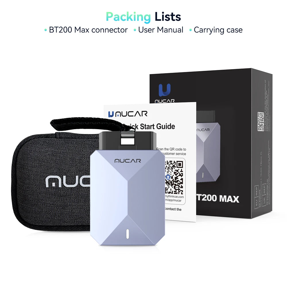 MUCAR BT200 MAX Auto OBD2 Scanner ELM327 CANFD Bidirectional Tool 15 Reset Full System Diagnose Code Reader Free Update for Life