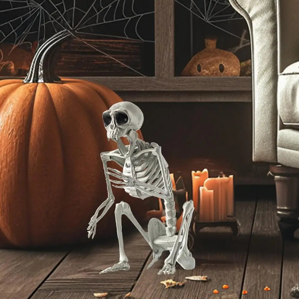 Halloween Skeleton Hound Statue, Spooky Animal Skeleton Decor