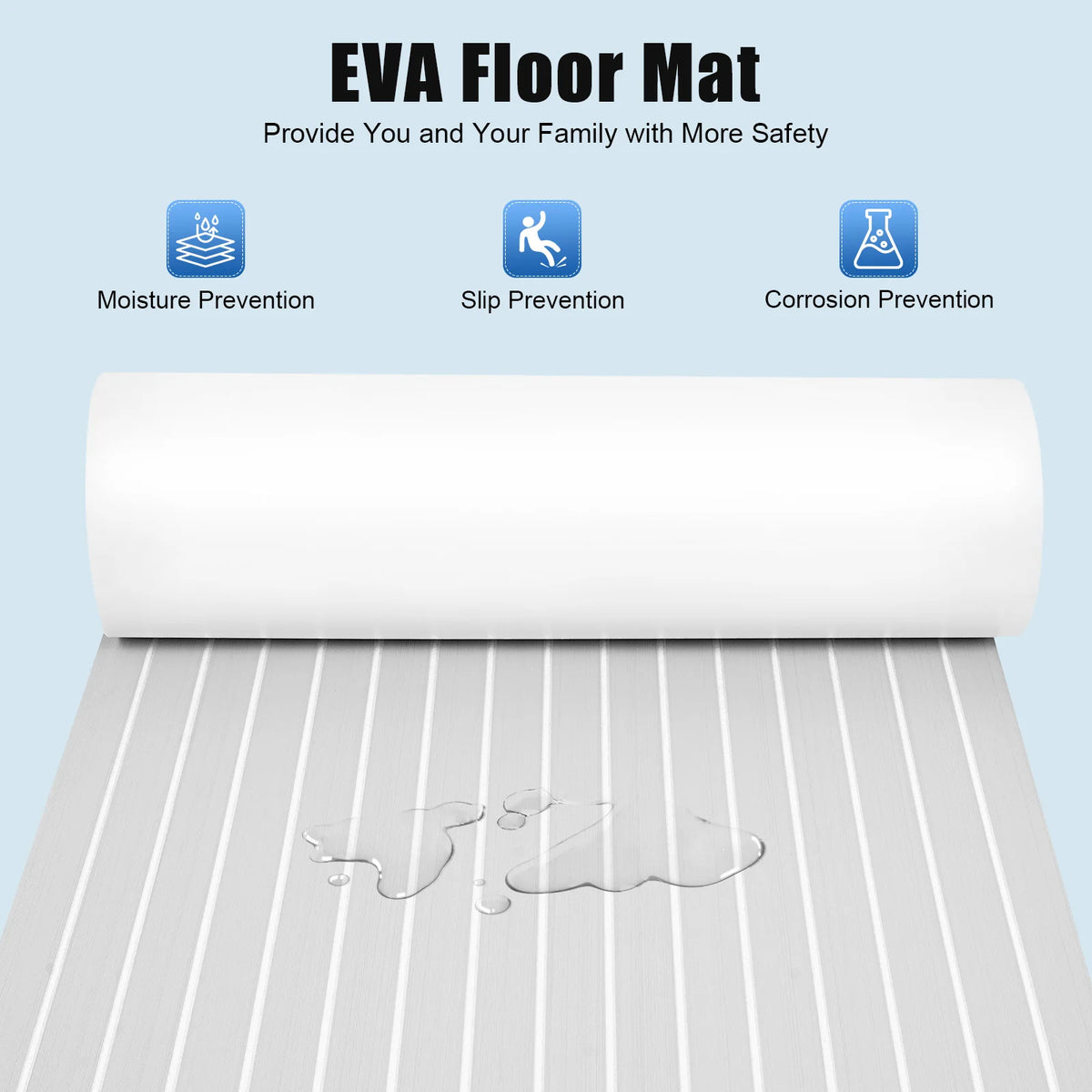 Self-Adhesive EVA Foam Floor Mat 90x240cm Faux Teak Waterproof Boat Decking RV Floor Pad 6mm Thick for Marine Caravan Home Gym