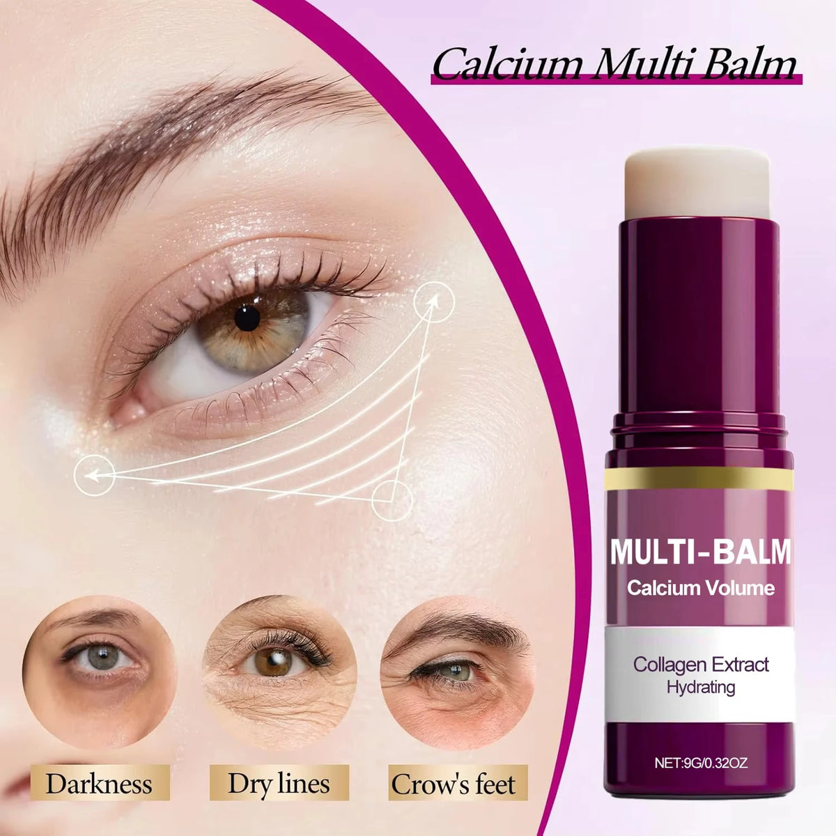 Multi Balm Collagen Stick, Hydrating Firming Moisturizer for Eyes, Neck and Face