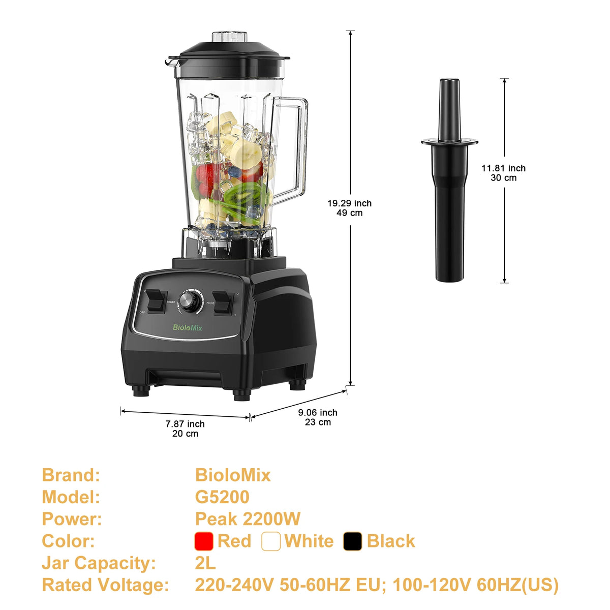 BPA Free 3HP 2200W Heavy Duty Commercial Grade Blender Mixer Juicer High Power Food Processor Ice Smoothie Bar Fruit Blender