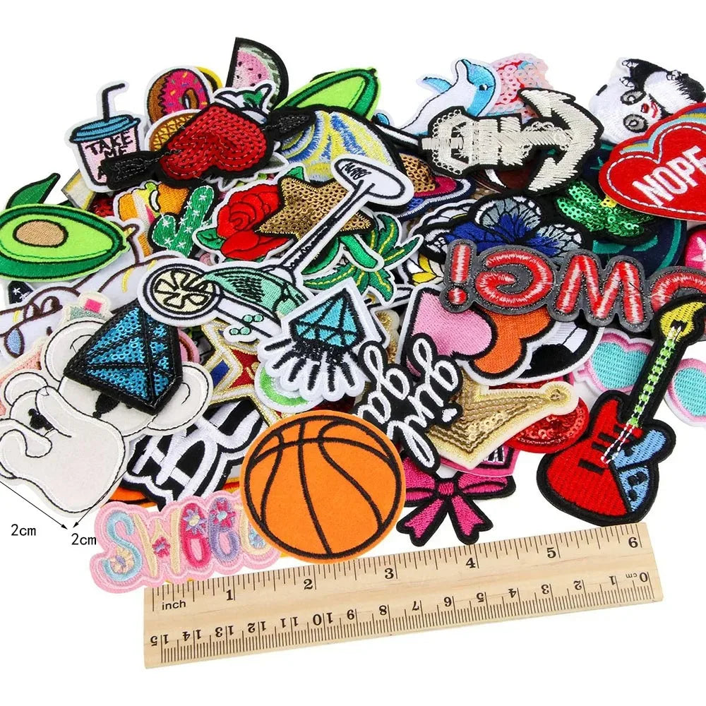 Embroidered Iron-On Patches, 30-Piece Assorted Set