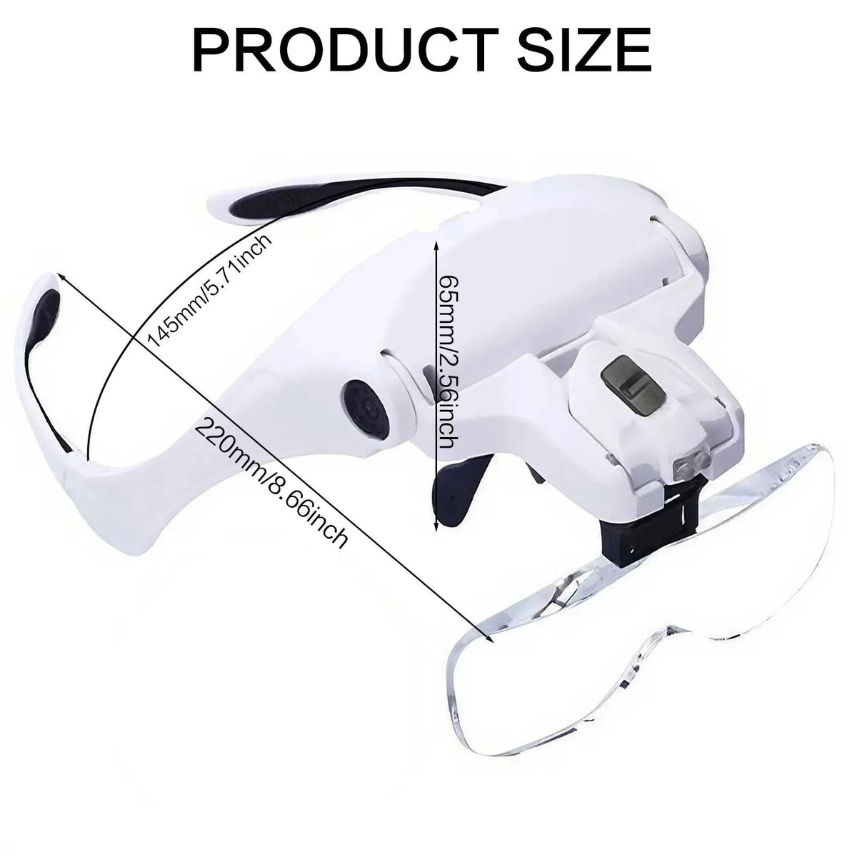 LED Head Magnifier with 5 Lenses 10X to 35X Adjustable Focus Hands Free Loupe for Precise Work Ideal for Crafts and Close Detail Magnification Glasses for Hobbyists and Professionals Lightweight Comfortable Wear