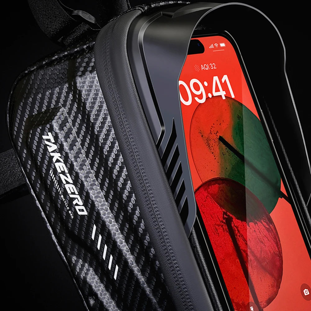 1L Bicycle Upper Tube Bag Waterproof Bike Front Frame Bag 6.8 Inch Touch Screen Road Bike Accessories
