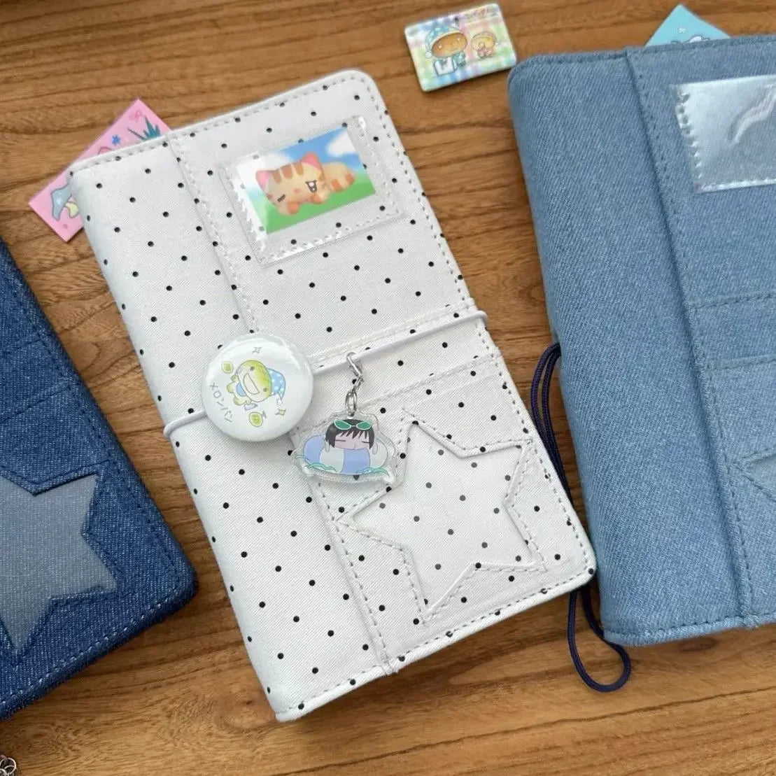 A6 Retro Polka Dot PU Leather Ring Binder Journal, 45-Sheet Refillable Planner