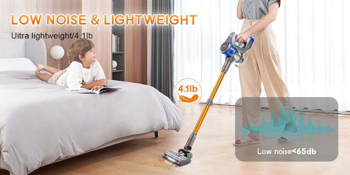 78KPA Cordless Vacuum Cleaner with LED High Power Strong Suction Wet and Dry Handheld Vacuum Cleaner for Fur Rug