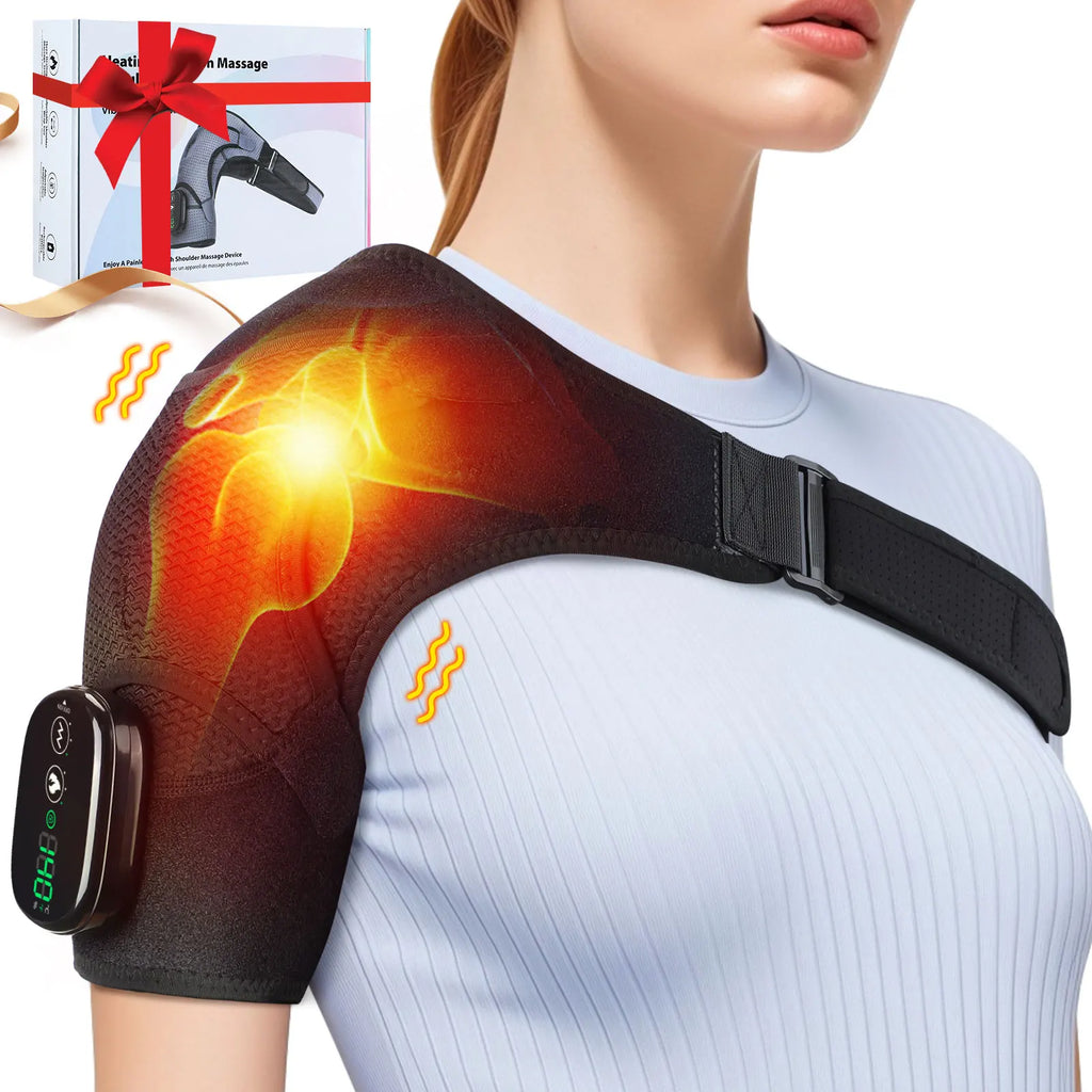 Electric Heated Shoulder and Neck Massage Wrap, Adjustable Hot Compress Back Support Shawl
