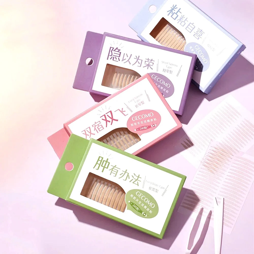 Double Eyelid Stickers, 240 Pieces, Invisible Long-Lasting Eye Shaping Tape for Single Eyelids